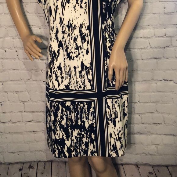 London Style Collection Op Art Black and White Shift Dress 14 - Picture 3 of 10
